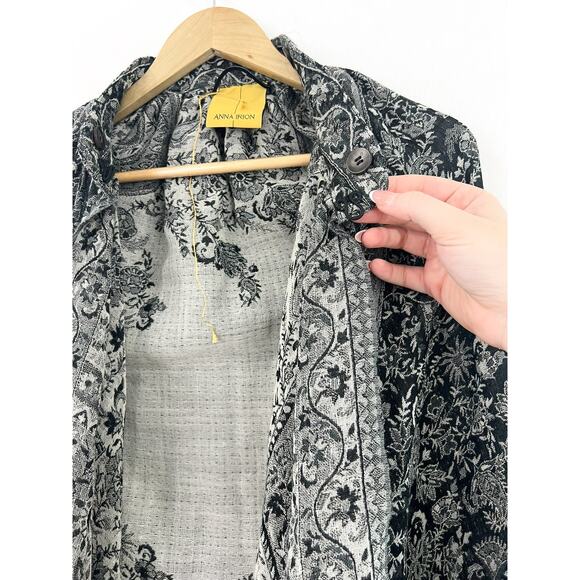 Anna Irion Wool Cashmere Capelet Woven Jacquard Shawl Floral Knit Cardigan Shawl - Picture 5 of 8